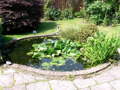 Safety grid fitted on circular pond by Pond Safety Systems, Ireland